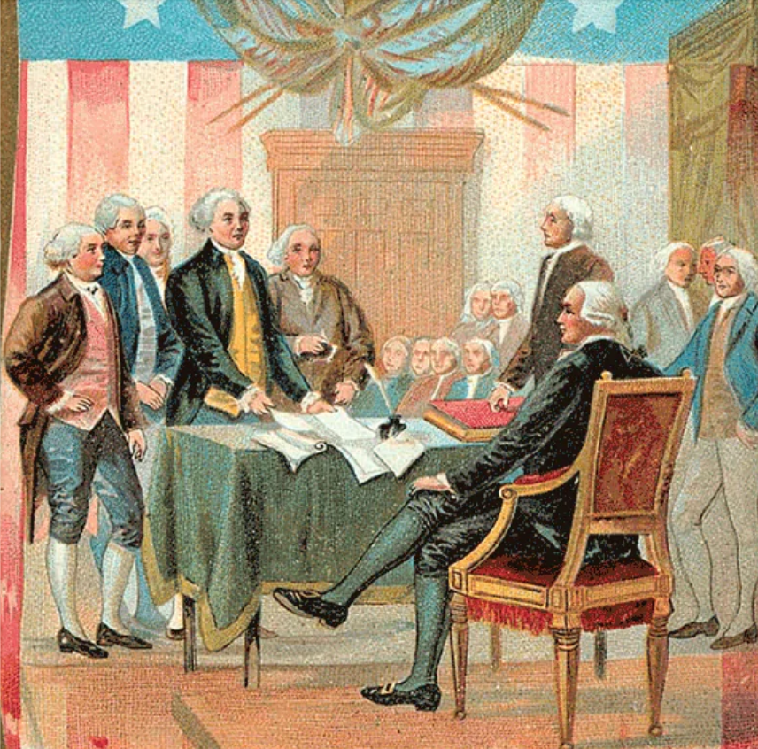 Signing the Declaration of Independence - 4th of July Greeting Card