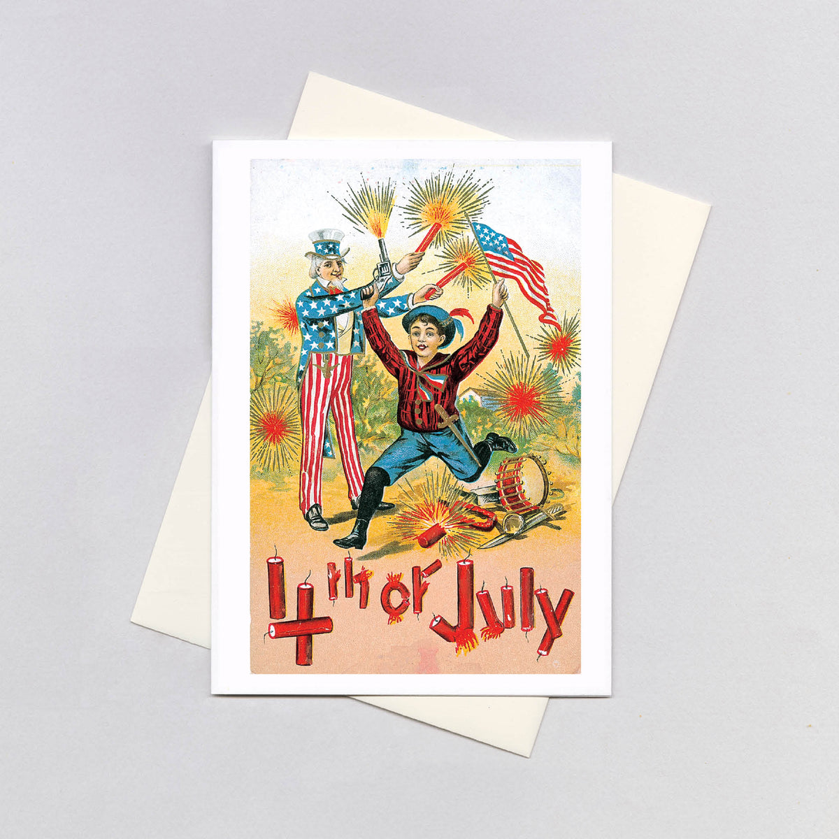 Patriot with Fireworks - 4th of July Greeting Card – Laughing Elephant