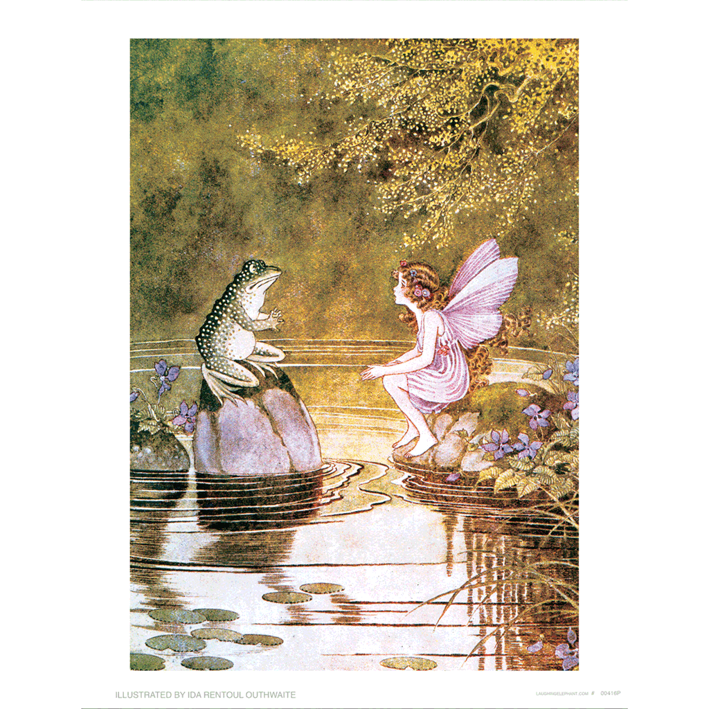 Frog & Fairy Talking - Fairies Art Print