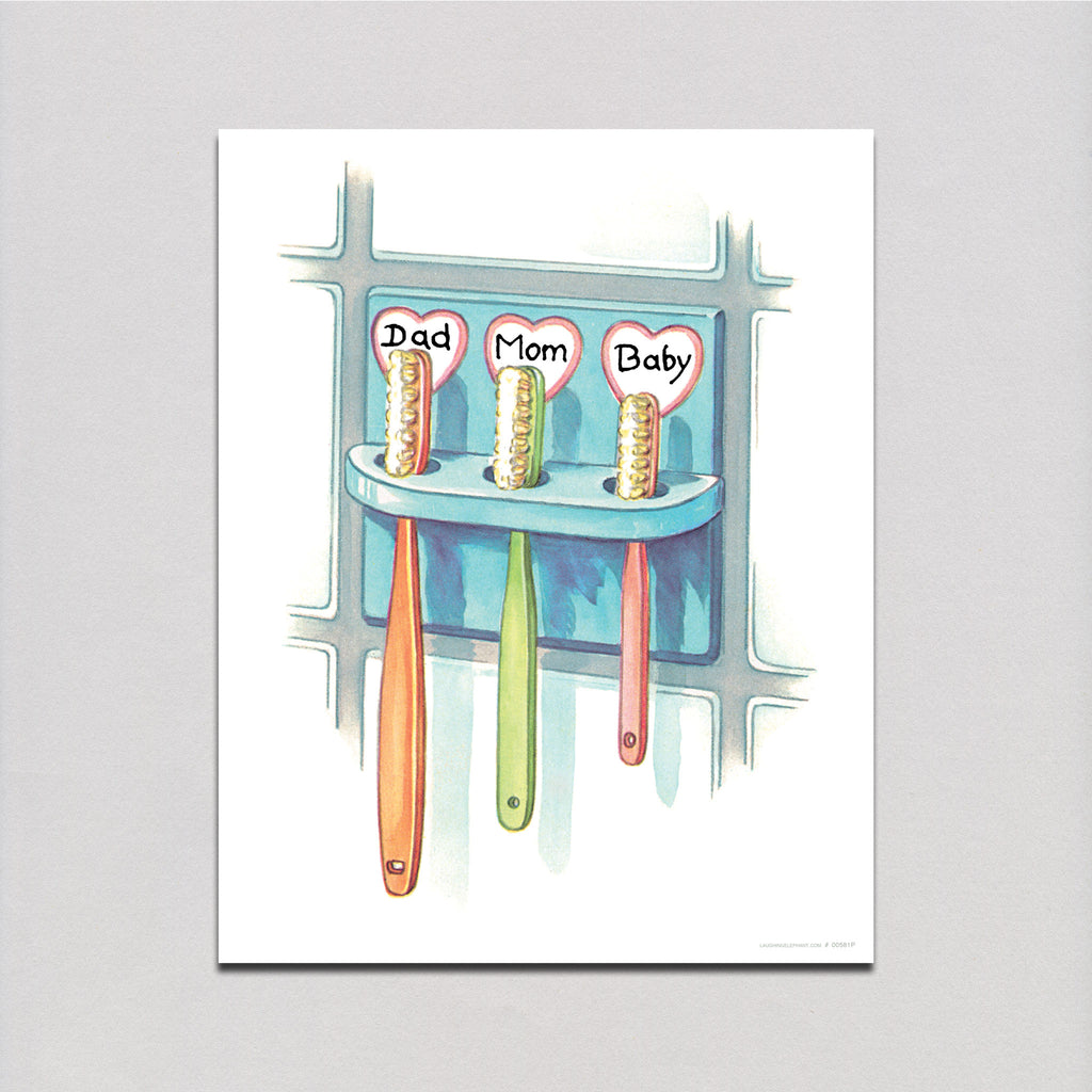 Family Toothbrushes - Baby Art Print