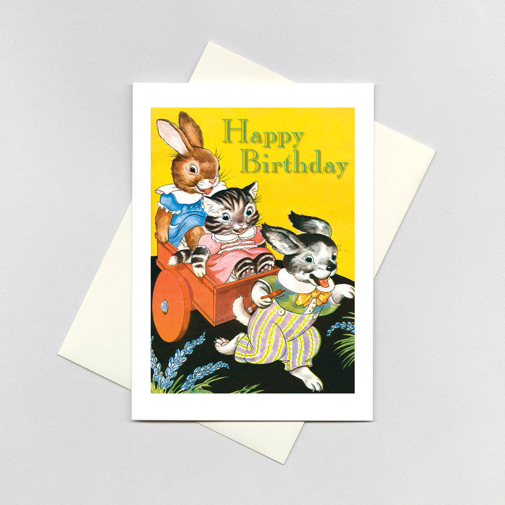 Rabbit, Cat & Dog - Birthday Greeting Card