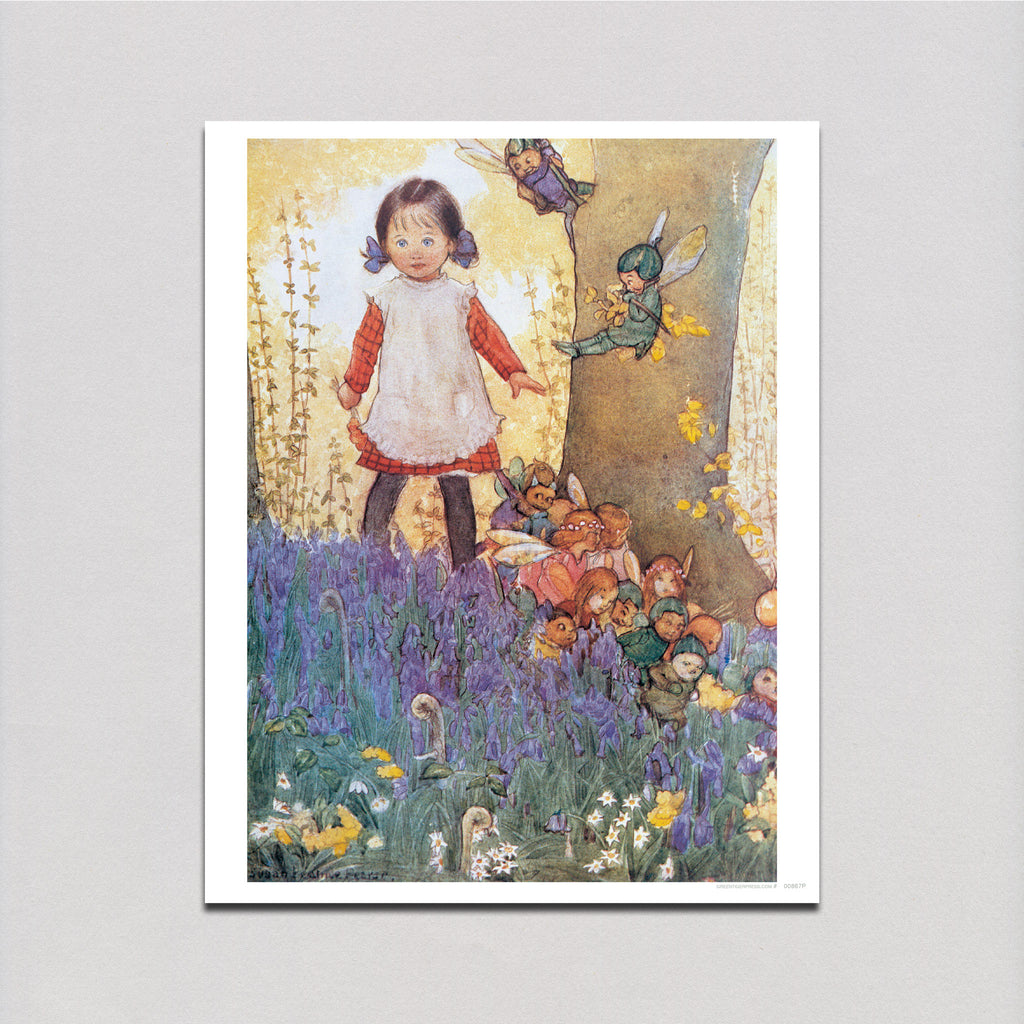 A Girl Meets The Fairies - Fairies Art Print