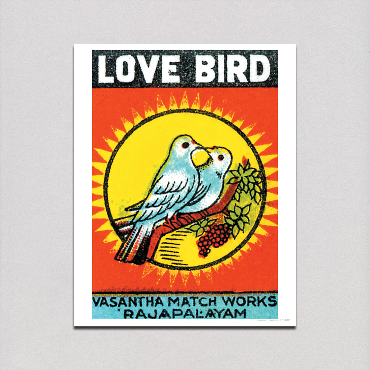 Love Bird Matchworks - Matchbox Labels Art Print – Laughing Elephant love-bird-matchworks-matchbox-labels-art-print-laughing-elephant
