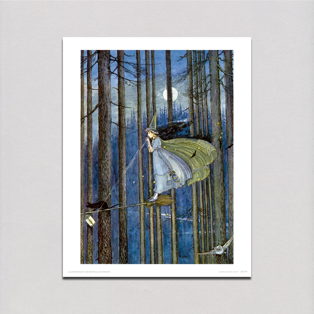 Witch On Her Broomstick - Witches Art Print – Laughing Elephant