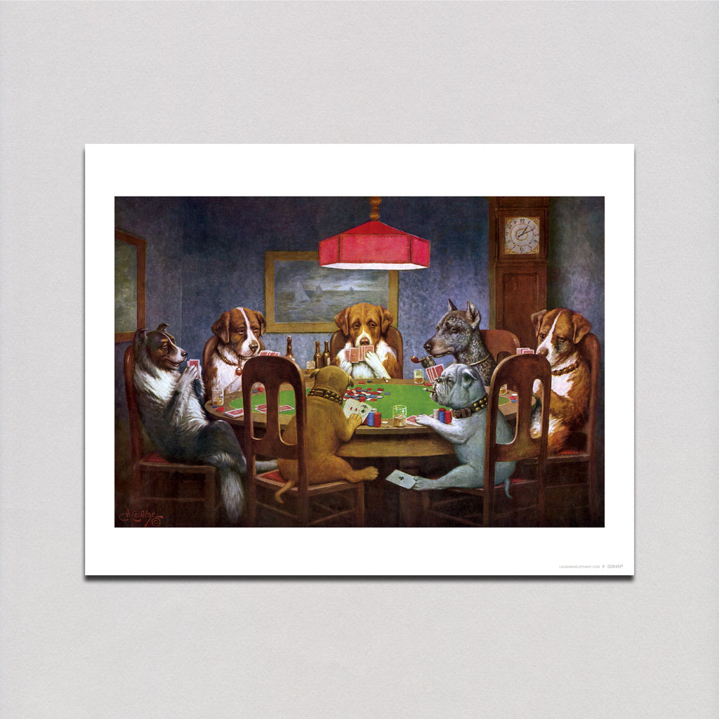 Dogs Playing Poker - Delightful Dogs Art Print
