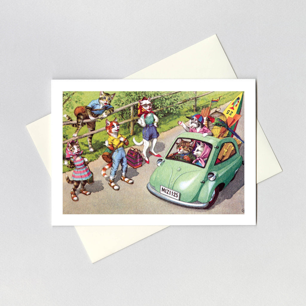 Hitchhikers - Captivating Cats Greeting Card