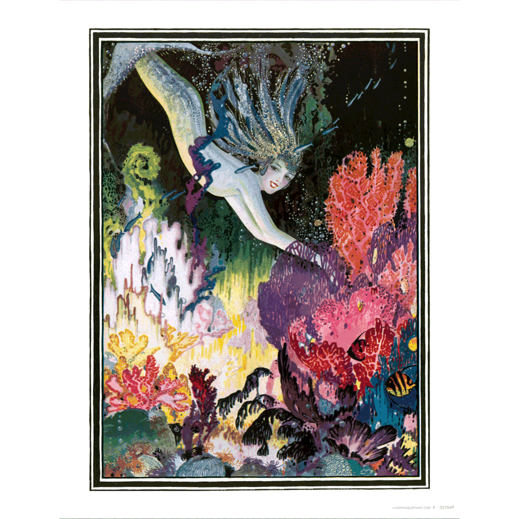 Mermaid With Coral - Mermaids Art Print
