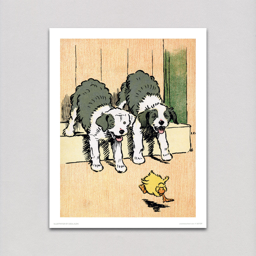 Duck Chasing is Fun! - Delightful Dogs Art Print