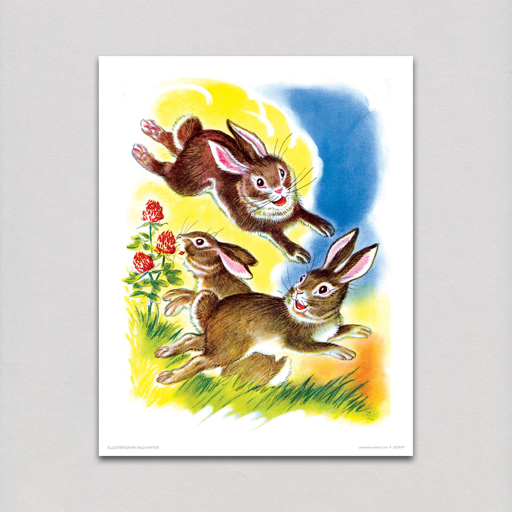 Frisky Bunnies - Animal Friends Art Print