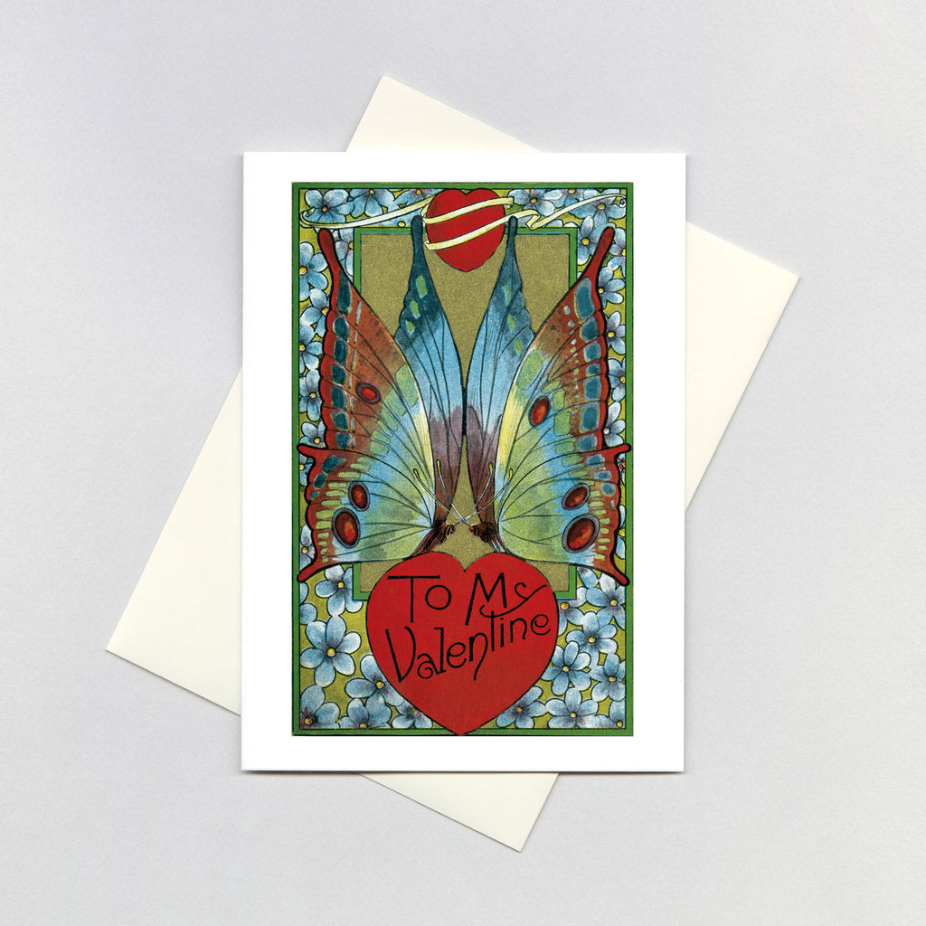 Valentine Heart with Butterfly Wings - Valentine's Day Greeting Card