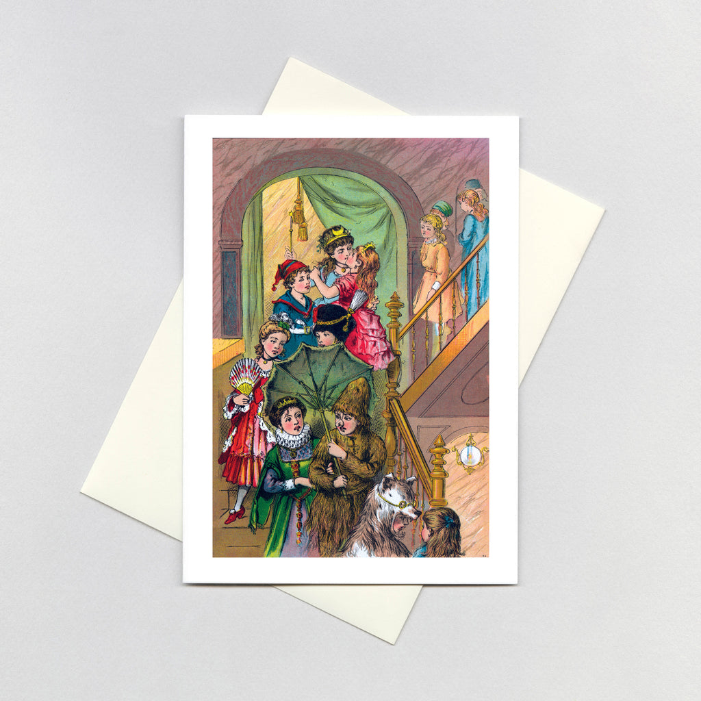 At the Costume Ball: On the Staircase - Celebration Greeting Card