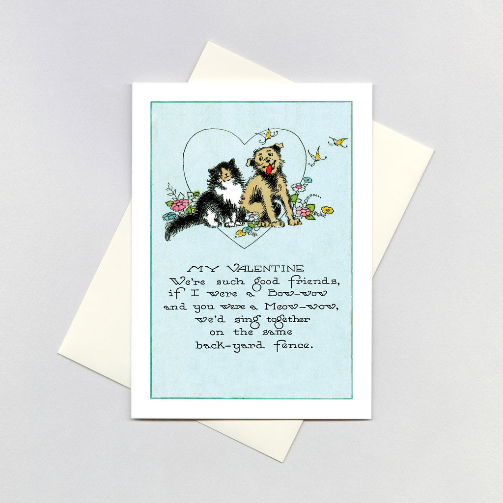 Dog and Cat Valentine - Valentine's Day Greeting Card