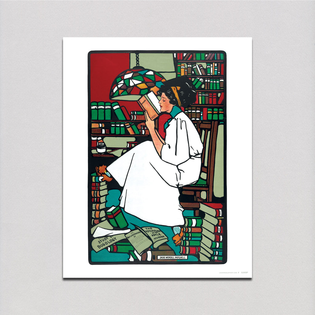 Woman Reading in a Library - Books & Readers Art Print