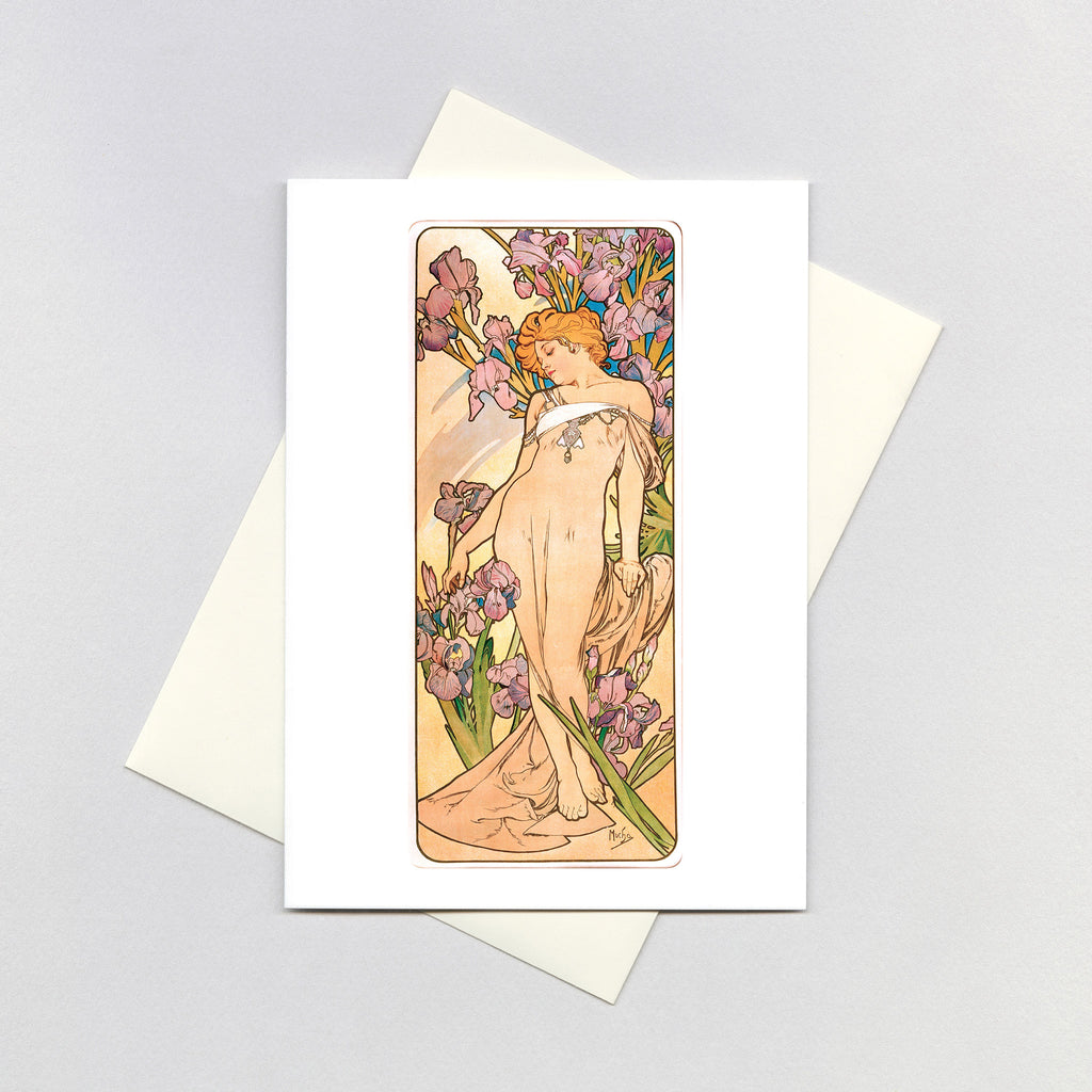 Lady Iris - Alphonse Mucha Greeting Card