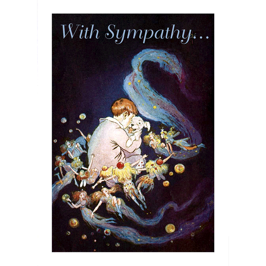 Boy & Dog with Fairies - Sympathy Greeting Card