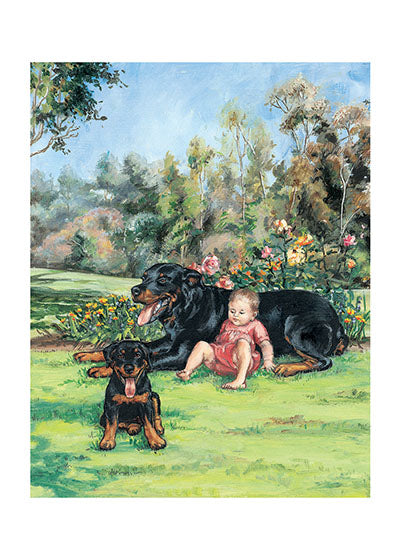 Carl & Puppy in Park - Good Dog Carl Greeting Card