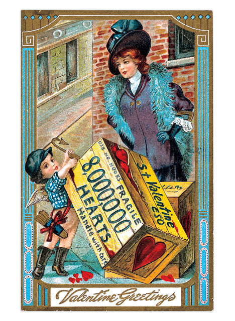 Valentine's Day Postcard Box - 36 Unique Vintage Postcards