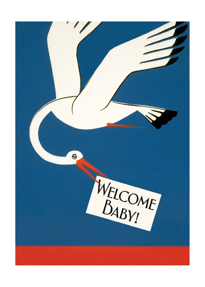 Stork Bringing News - Baby Greeting Card