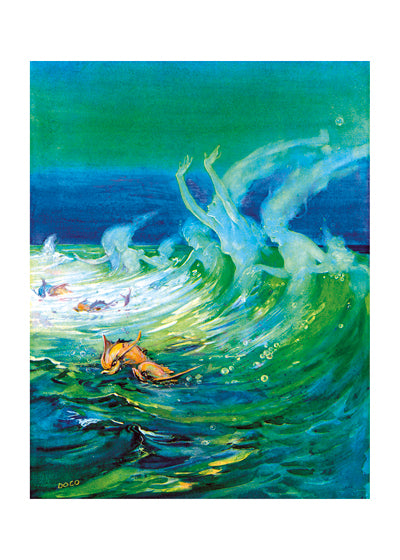 Mermaids in the Waves - Mermaids Greeting Card
