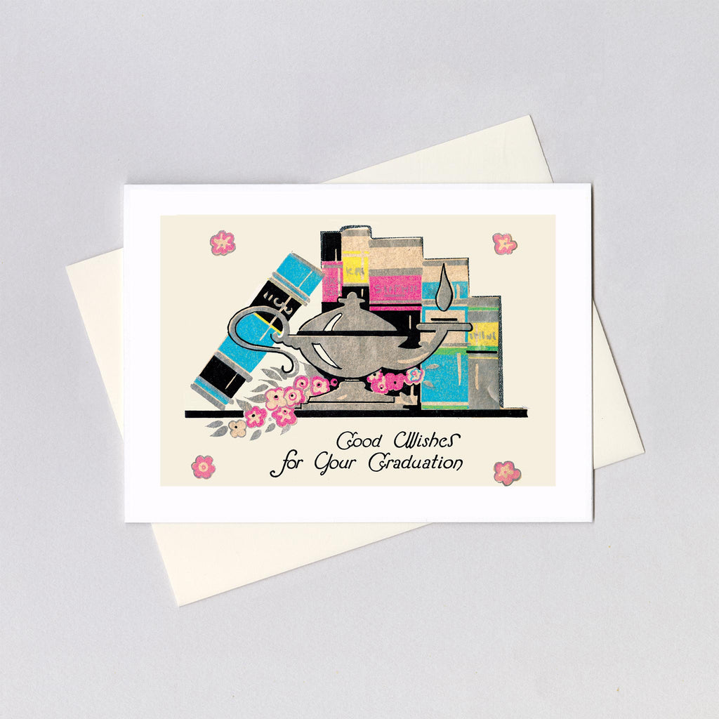 Lamp and Books - Graduation Greeting Card – Laughing Elephant