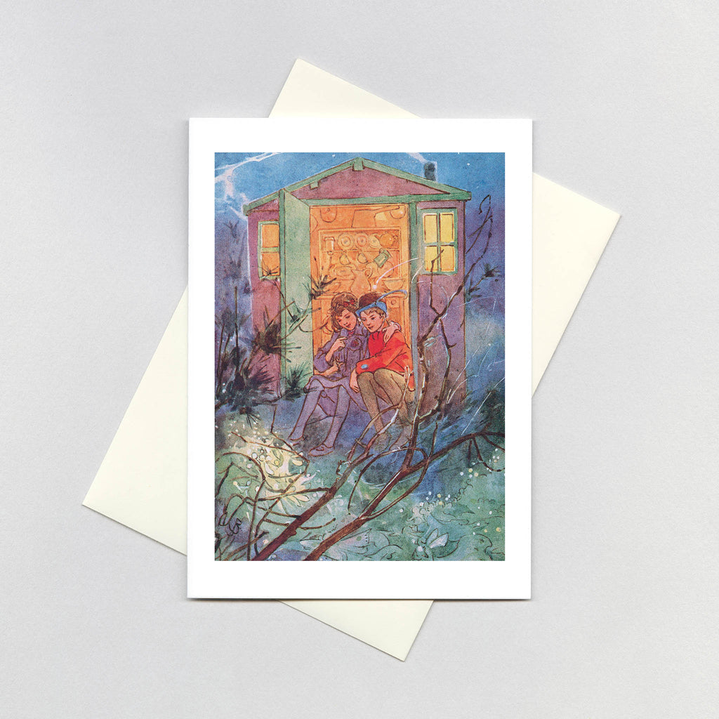 Boy & Girl in Doorway of a Treehouse - Romance Greeting Card