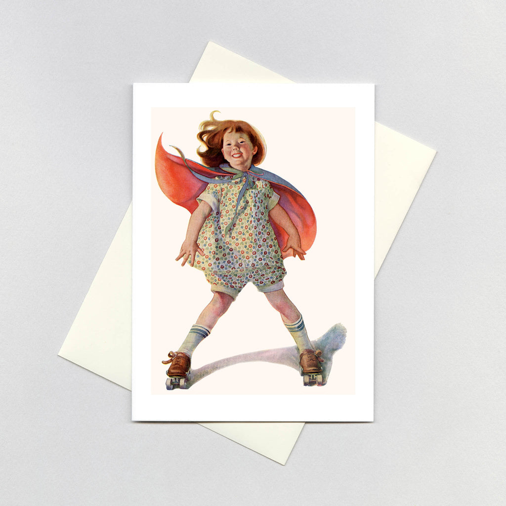 A Girl Roller Skating - Birthday Greeting Card