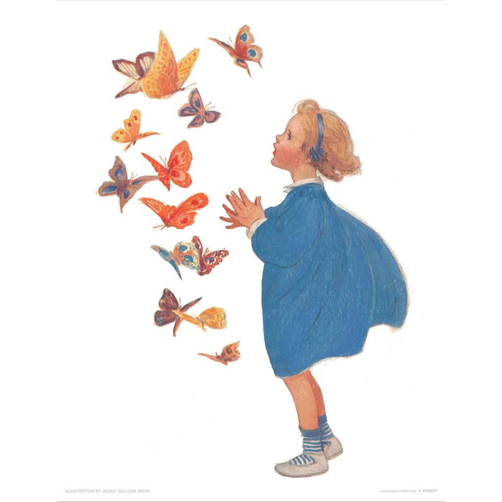 Surprised By Butterflies - Jessie Willcox Smith Art Print