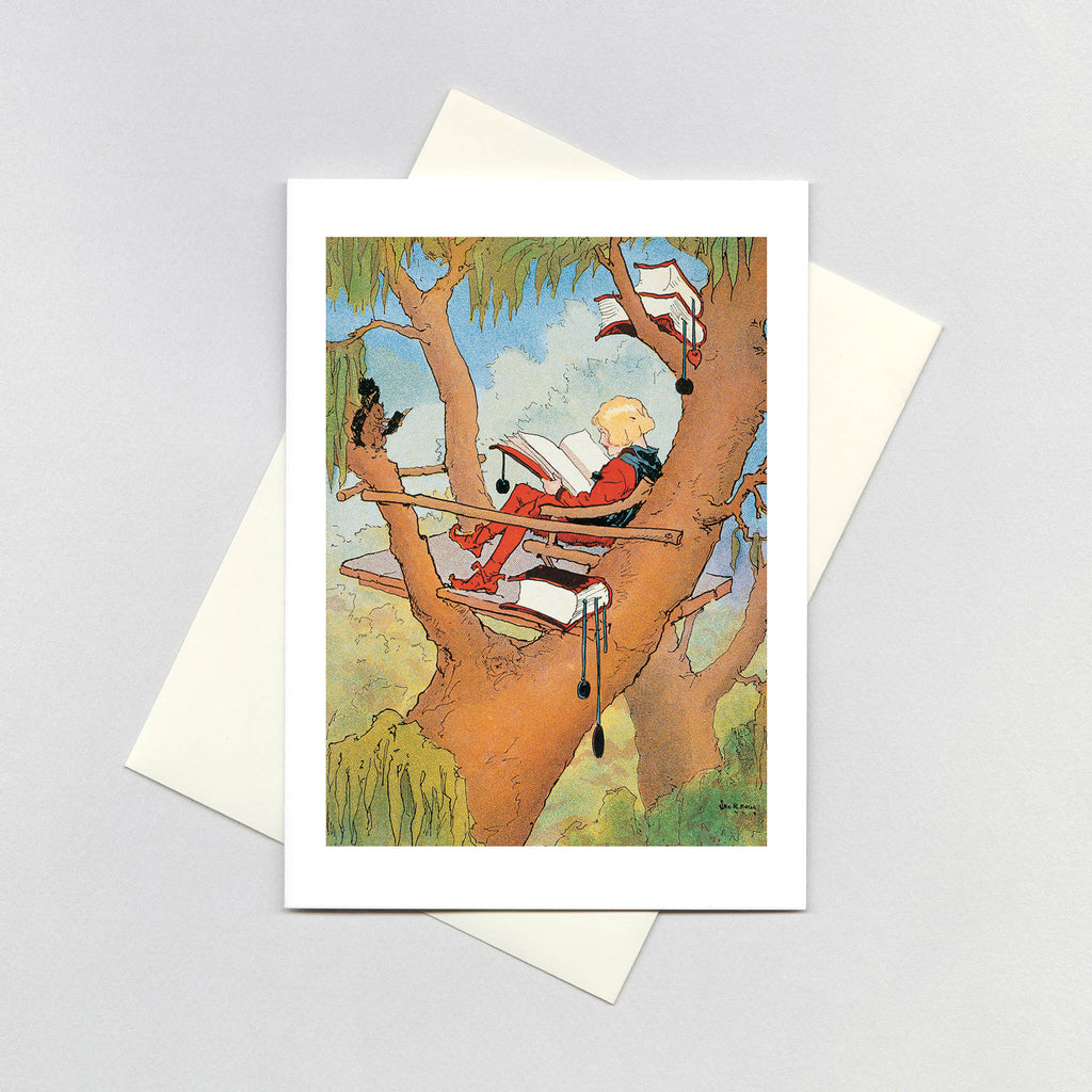 Jester Reading in Tree - Storybook Classics Greeting Card