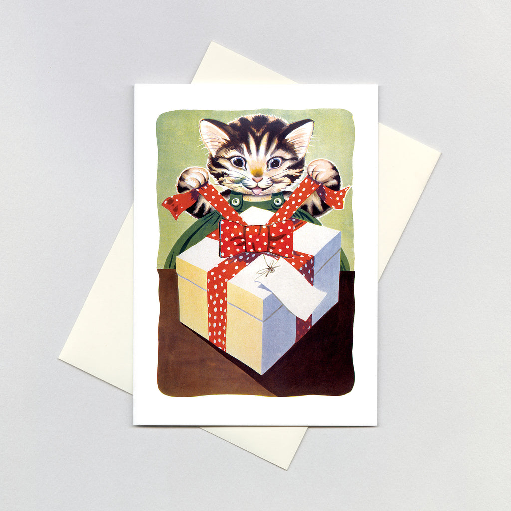 Cat Opening Gift - Birthday Greeting Card