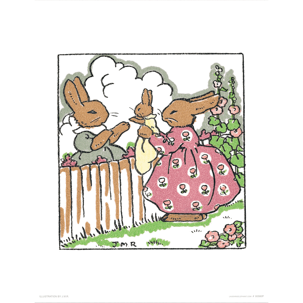 Bunnies With Baby - Baby Art Print