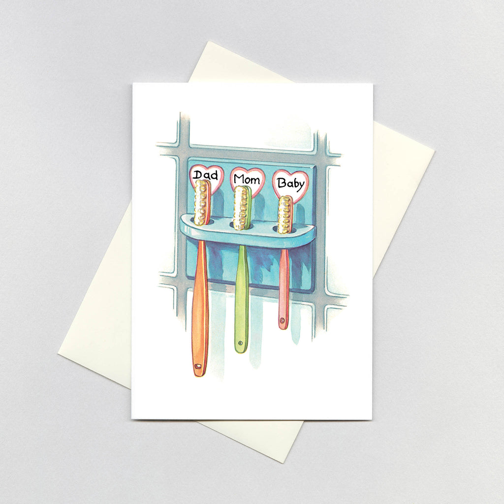 Family Toothbrushes - Baby Greeting Card