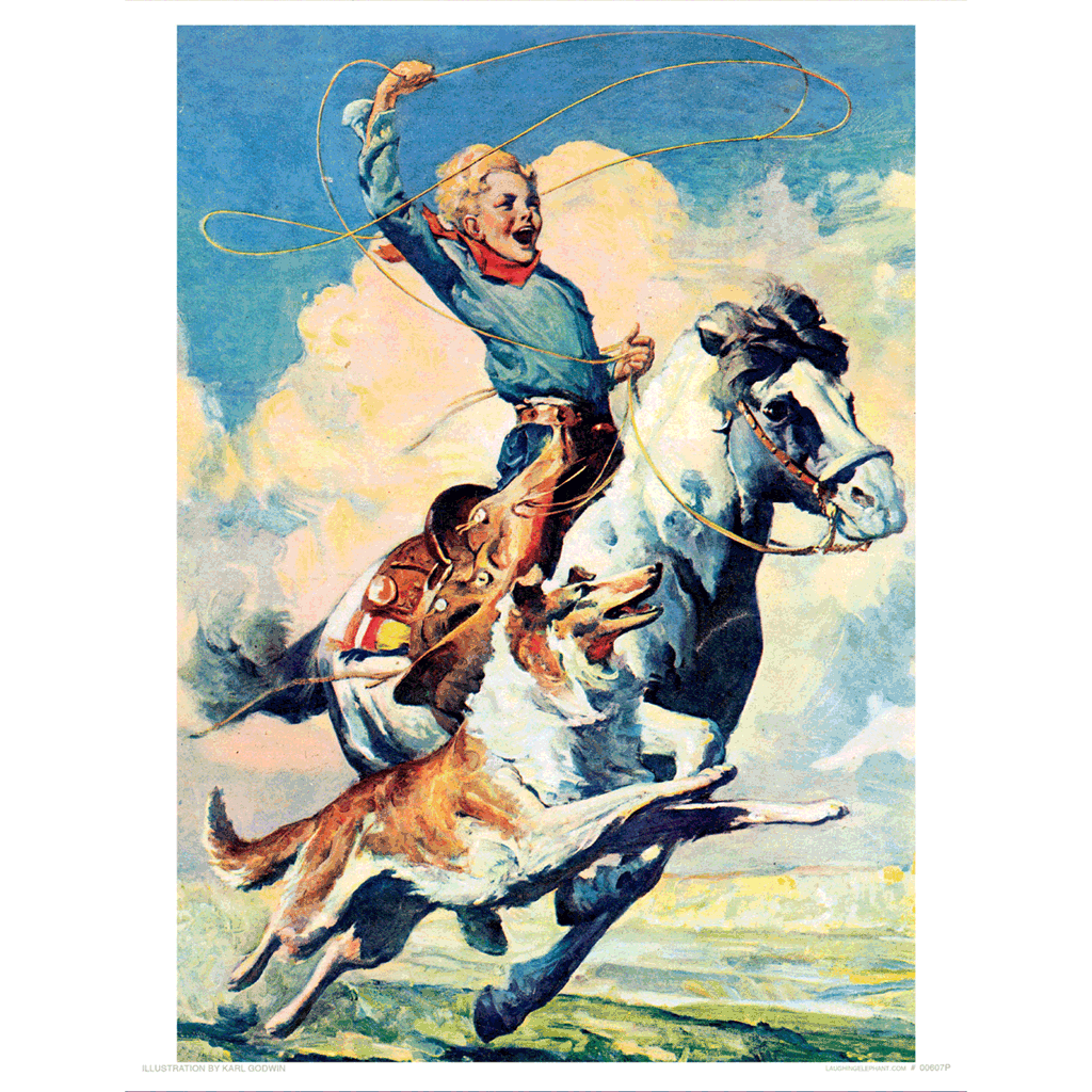 A Boy Riding a Horse - Children Art Print