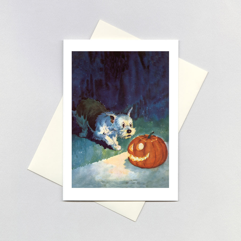 Dog and Jack-O-Lantern - Halloween Greeting Card