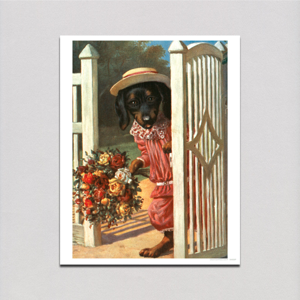 Dog With Bouquet - Delightful Dogs Art Print