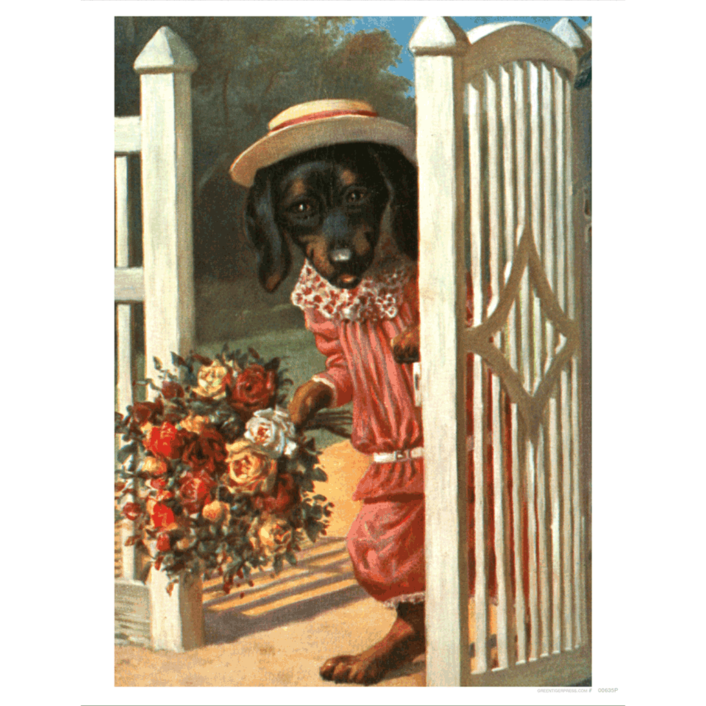 Dog With Bouquet - Delightful Dogs Art Print