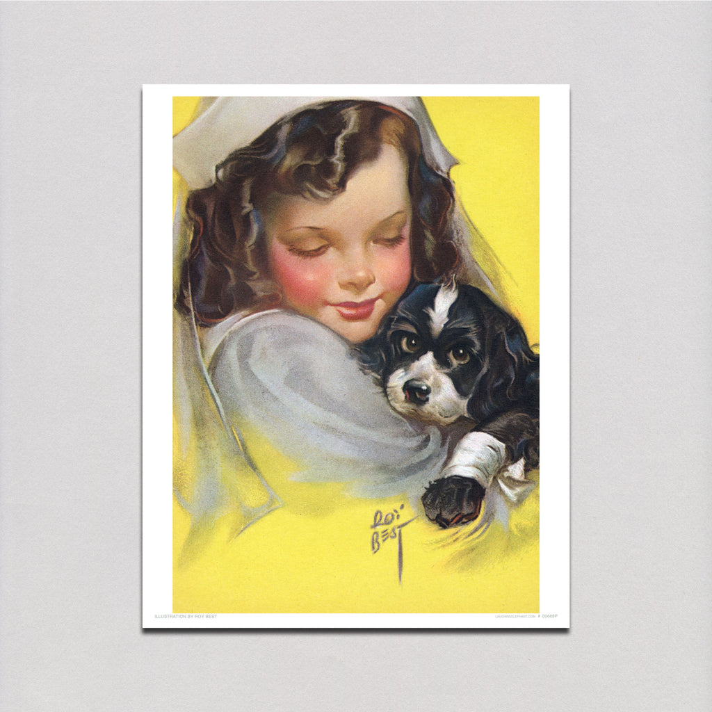 Girl Nurse With Dog - Delightful Dogs Art Print
