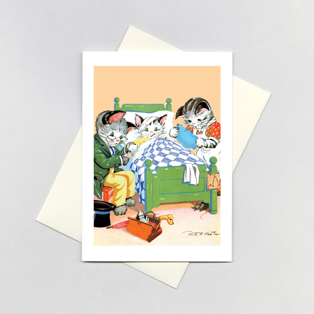 Cat Doctor and Patient - Get Well Greeting Card