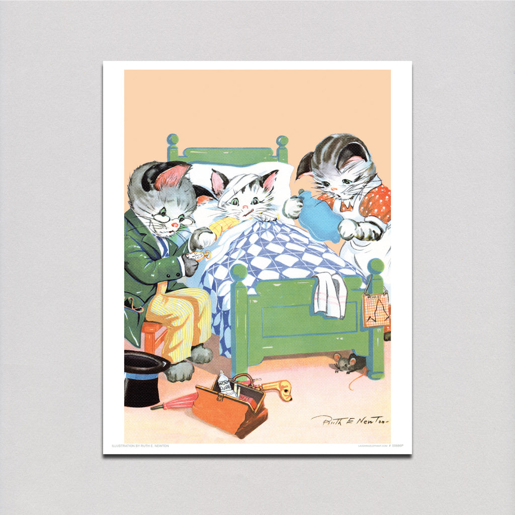 Cat Doctor and Patient - Captivating Cats Art Print