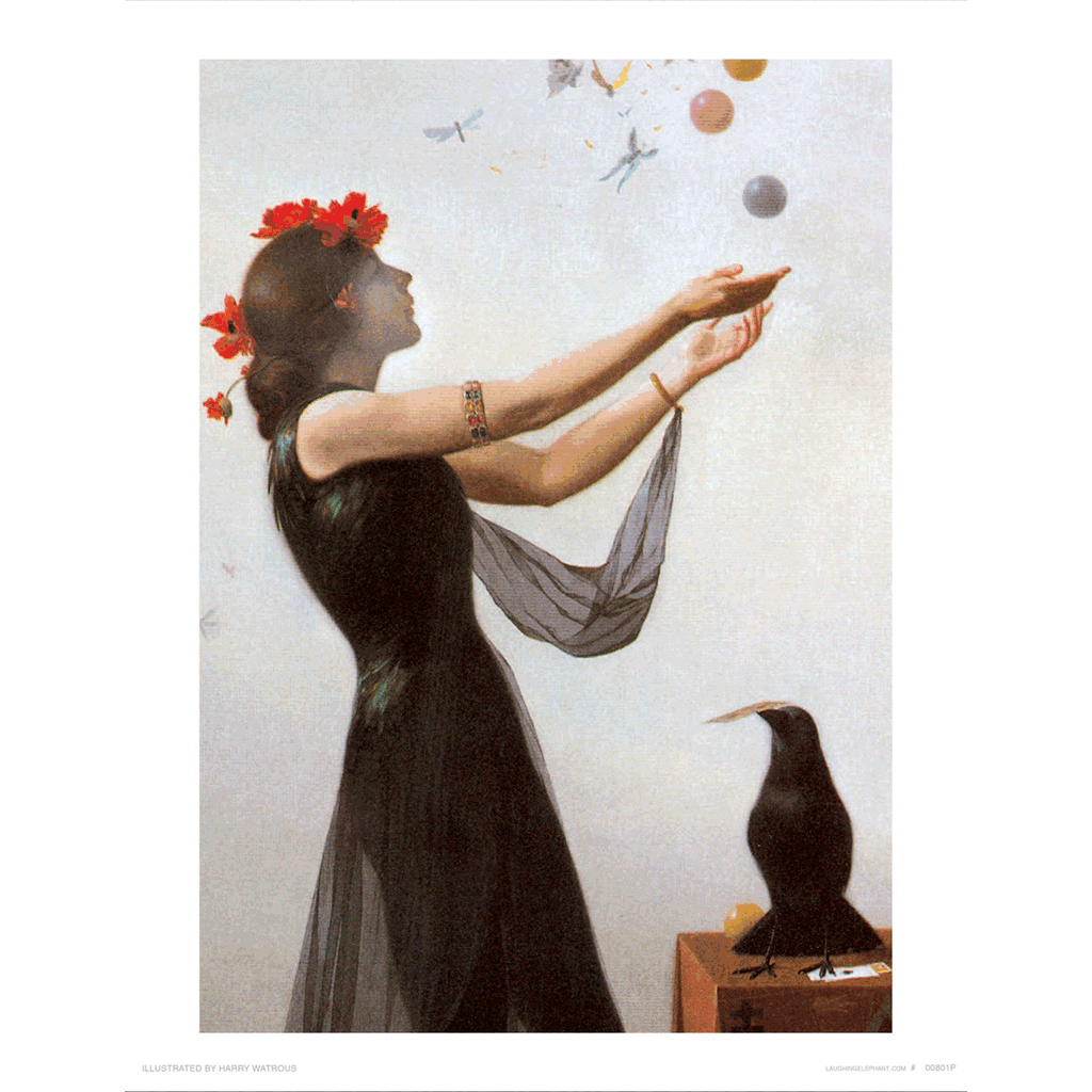 Enchantress With Raven - Women Art Print