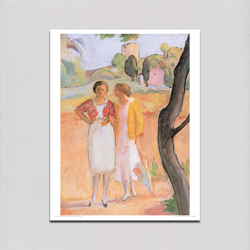 Two Women Walking - Women Art Print