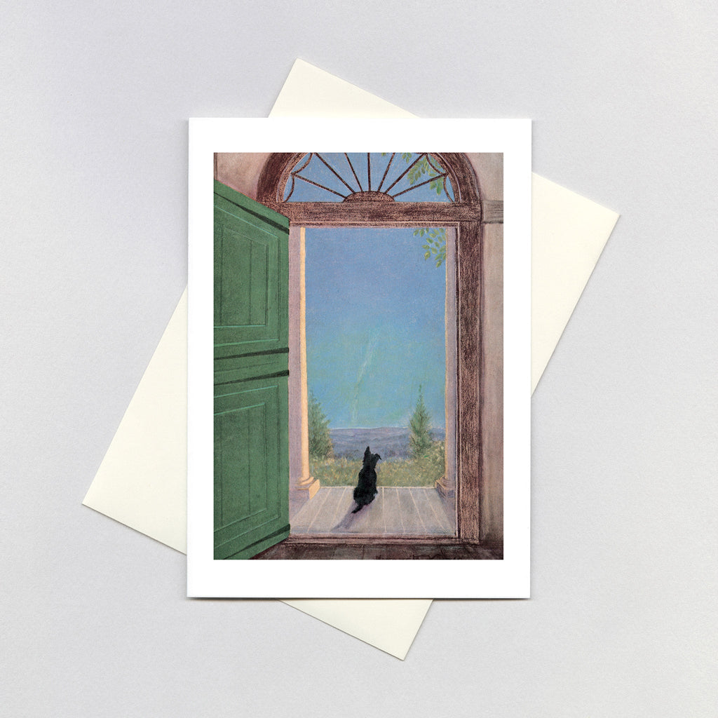 A Scottie Dog Waiting in a Doorway - Thinking of You Greeting Card