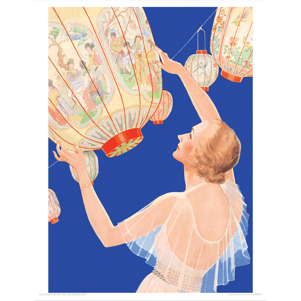Woman With Giant Lanterns - Fashion Art Print