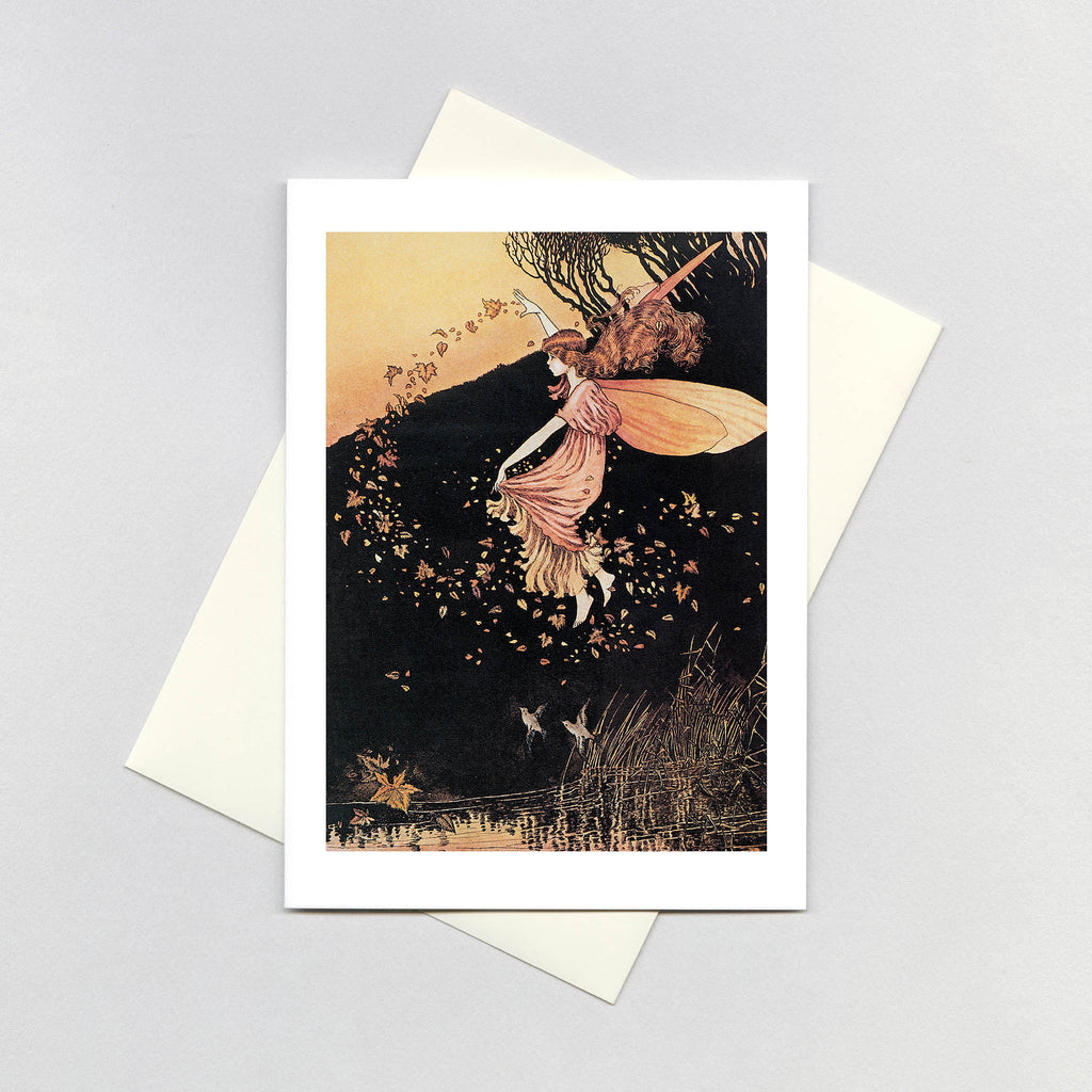 A Fairy Scattering Leaves - Birthday Greeting Card