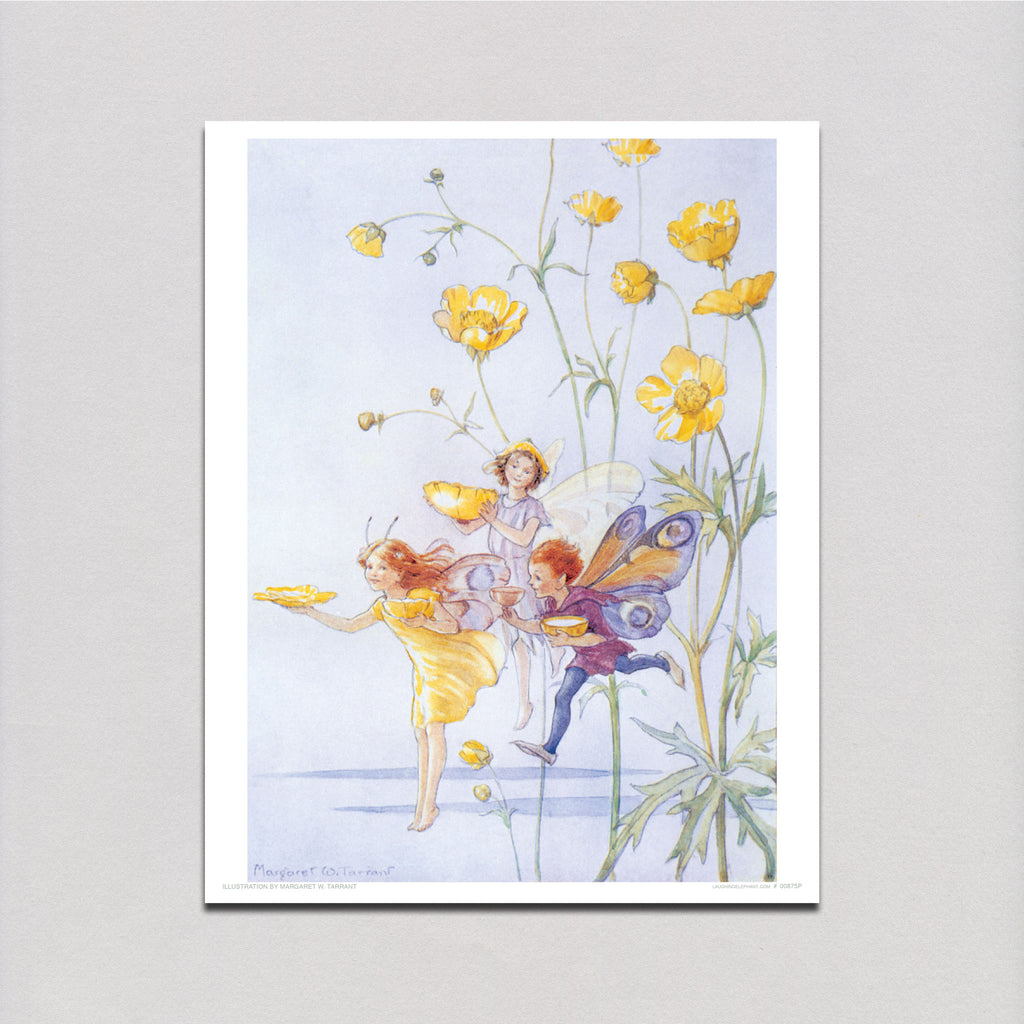 Fairies Bearing Flower Cups - Fairies Art Print
