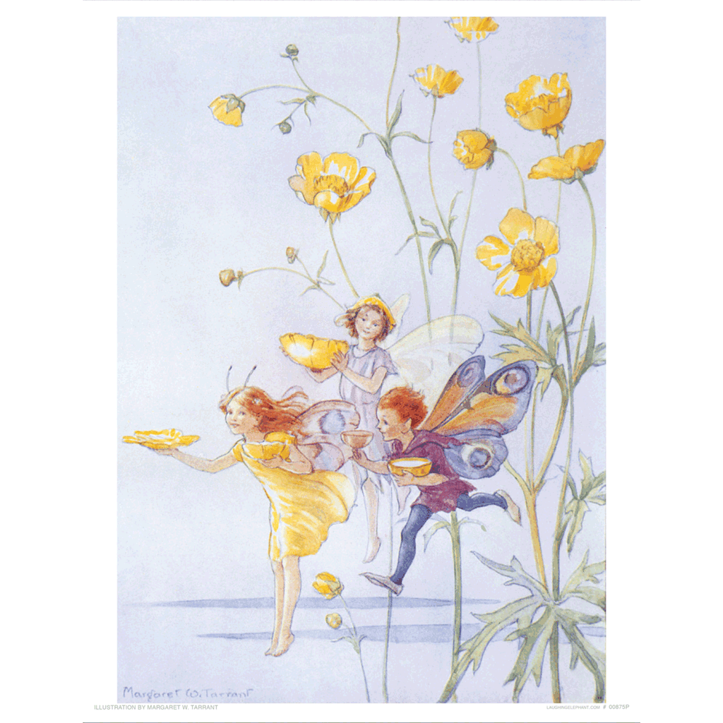 Fairies Bearing Flower Cups - Fairies Art Print