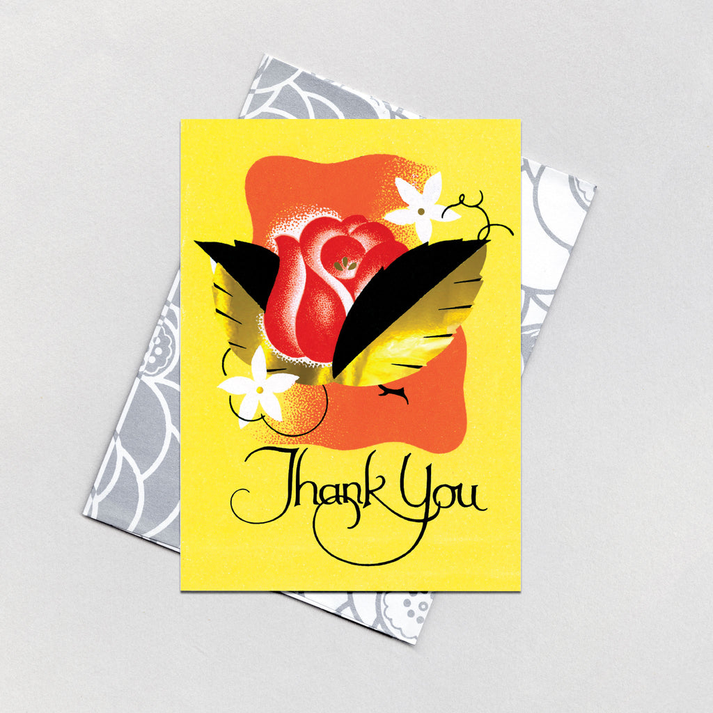 Thank You with a Red Rose - Thank You Greeting Card