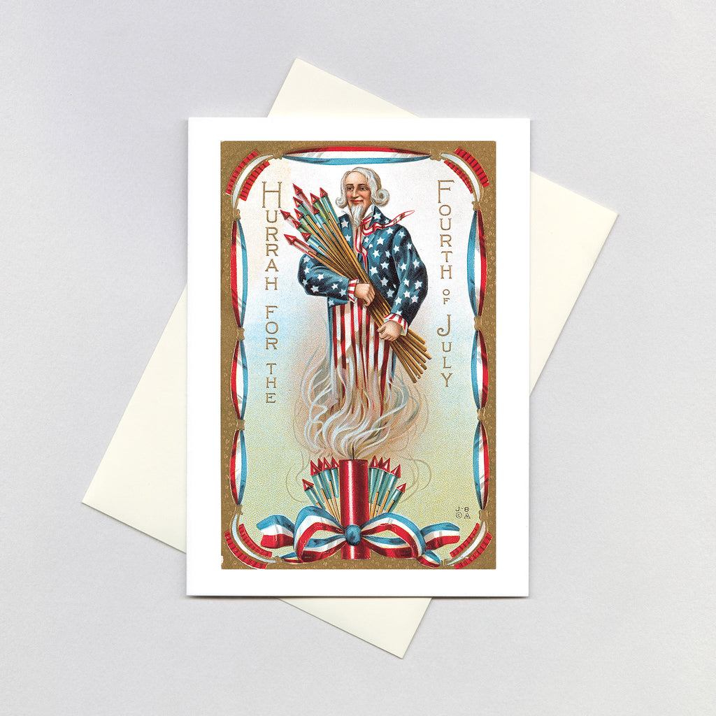 Uncle Sam w/ Fireworks - 4th of July Greeting Card
