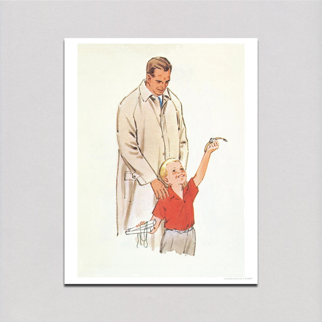 Son Giving Father a Gift - Family Art Print