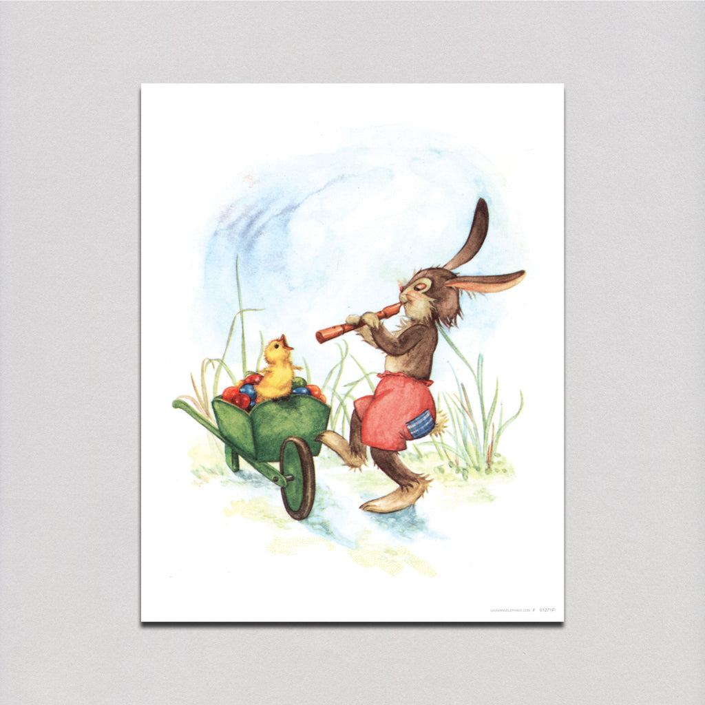 Rabbit Playing Flute - Easter Art Print