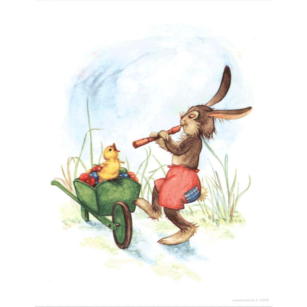 Rabbit Playing Flute - Easter Art Print